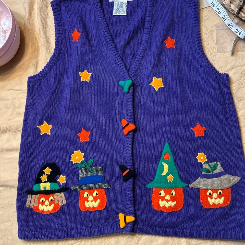 Halloween Pumpkin Sweater Vest - Purple